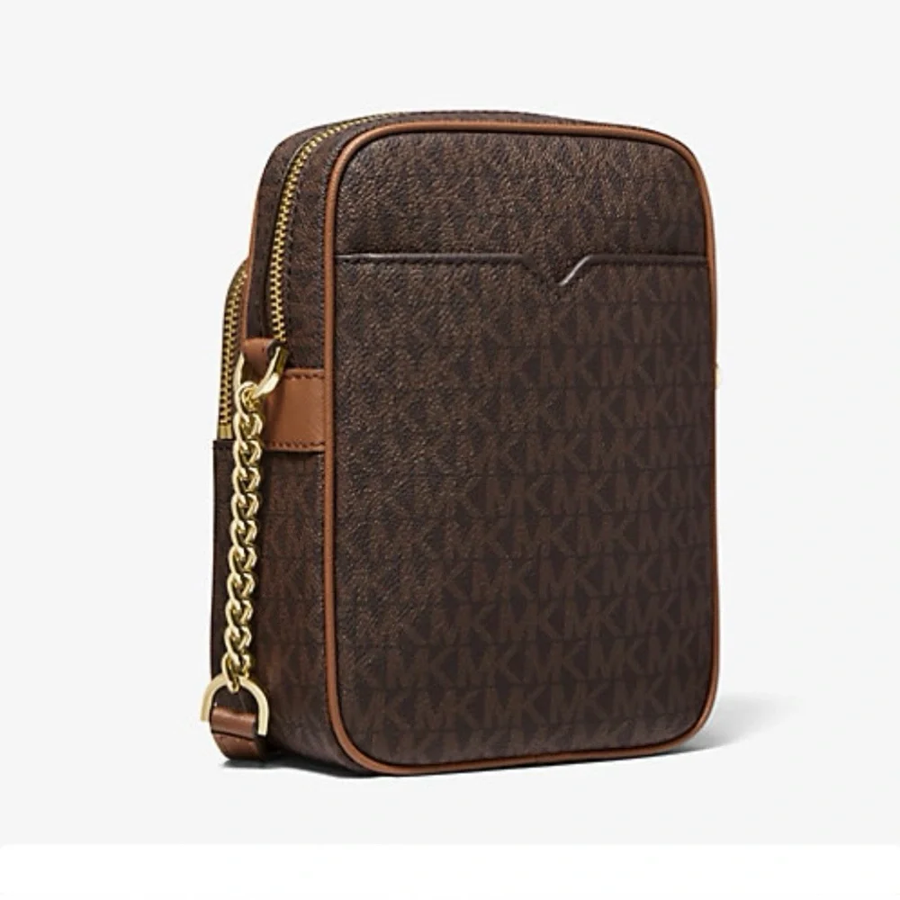 Michael Kors Jet Set Travel MK Logo Crossbody Bag Brown NWOT
